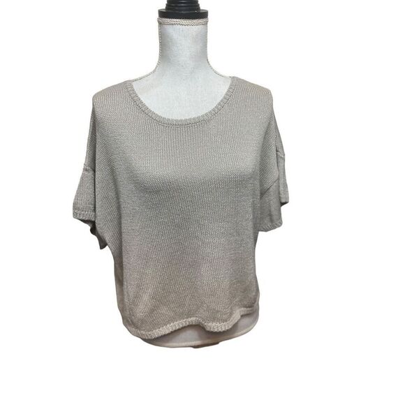 By Together Women's Gray Metallic Scoop Neck Cropped Sweater Size Small - Picture 1 of 5